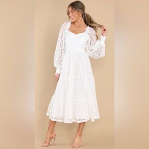 NWT White Lace Midi Dress